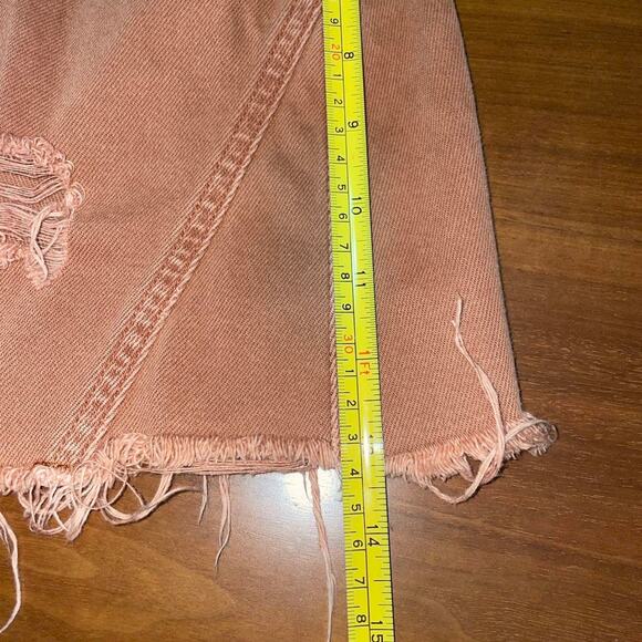 Free People Distressed Denim Mini Skirt – Burnt Orange, Size 25 - Picture 5 of 10